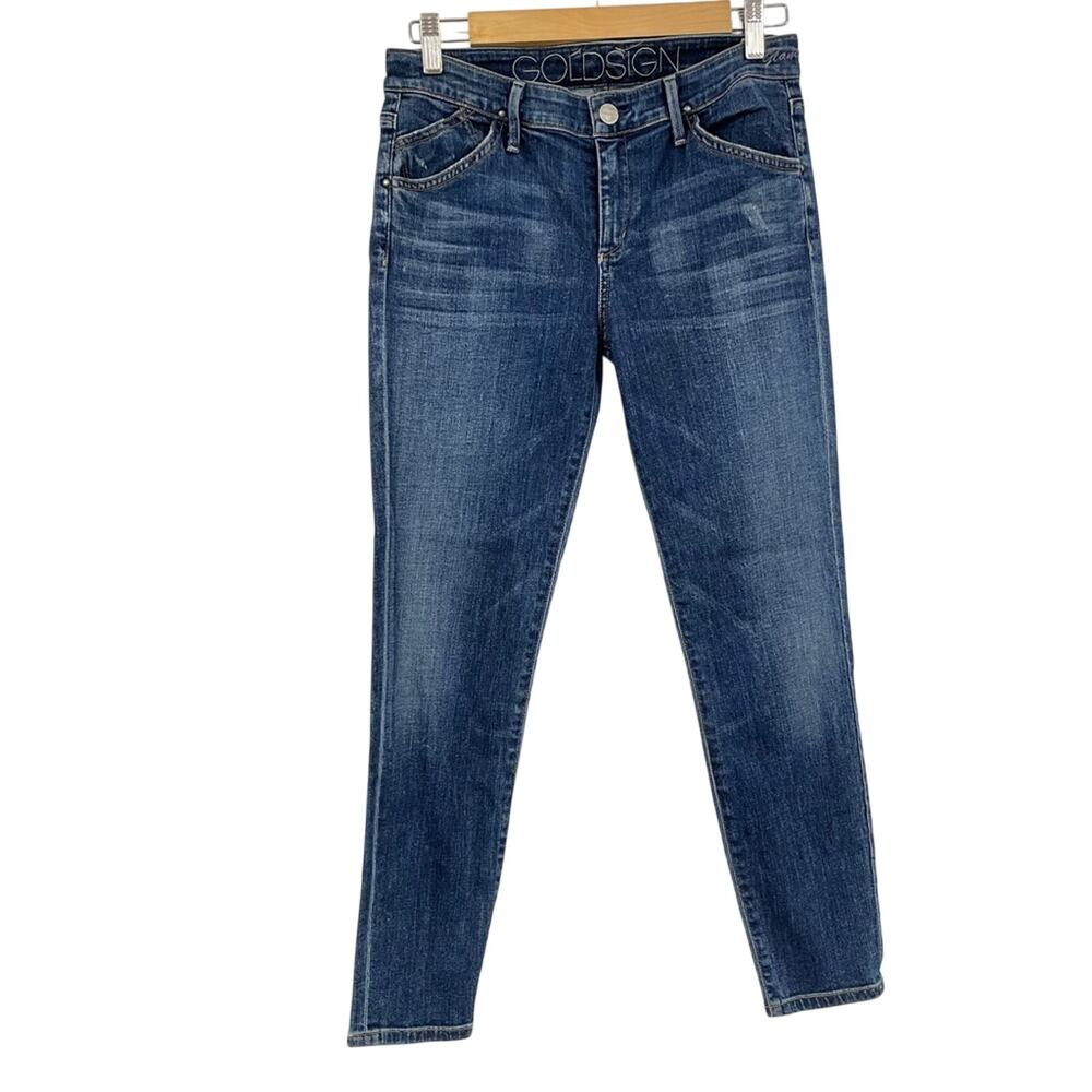 Goldsign Medium Wash Mid Rise Skinny Jeans Womens 28 Blue Denim Zip fly Casual